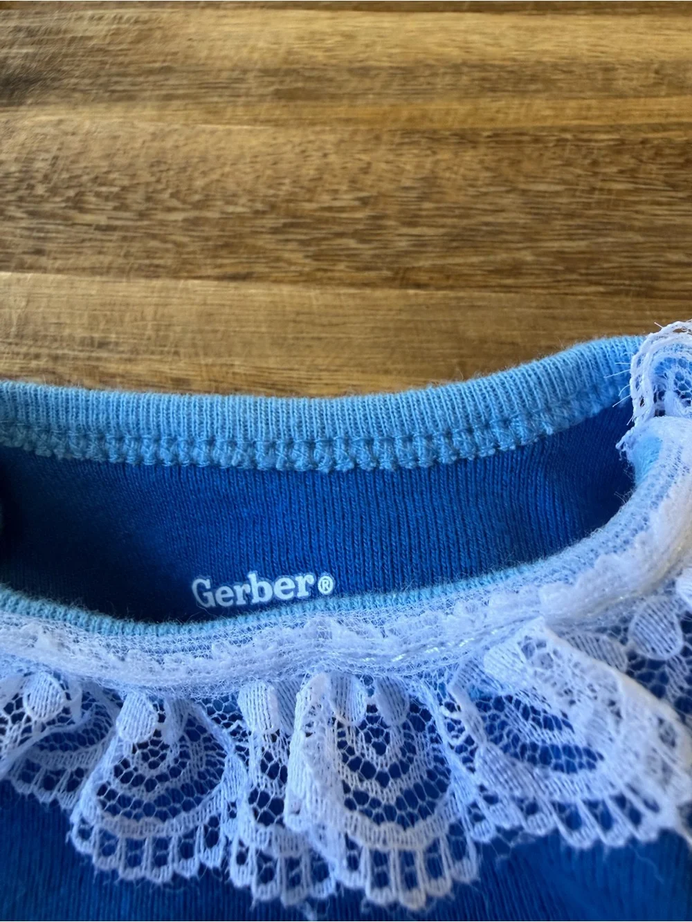 Gerber Blue Bulldog Long-Sleeve Bodysuit Striped Blue Lace Pants 12 Months Set